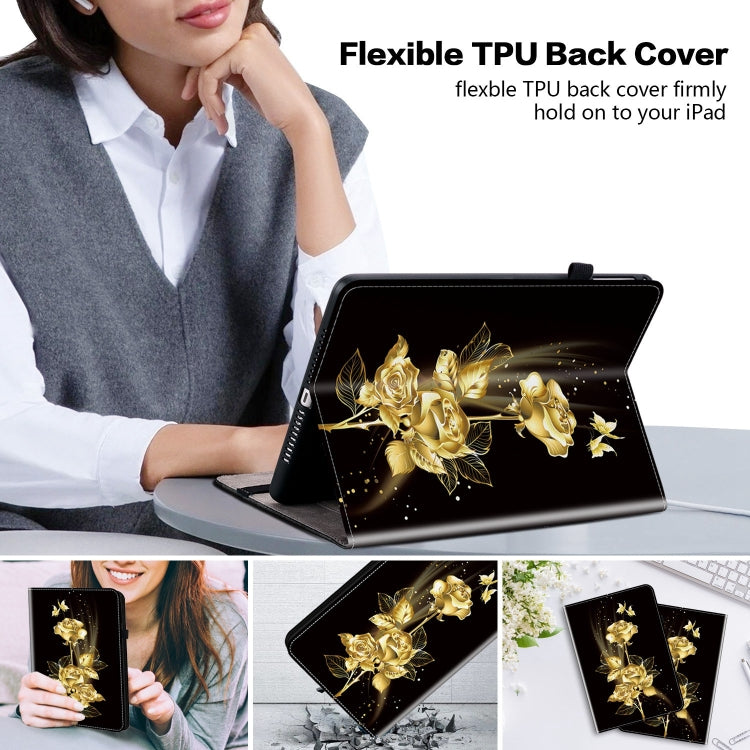 For iPad Pro 11 2024 Crystal Texture Painted Leather Smart Tablet Case(Gold Butterfly Rose) - iPad Pro 11 2024 Cases by buy2fix | Online Shopping UK | buy2fix