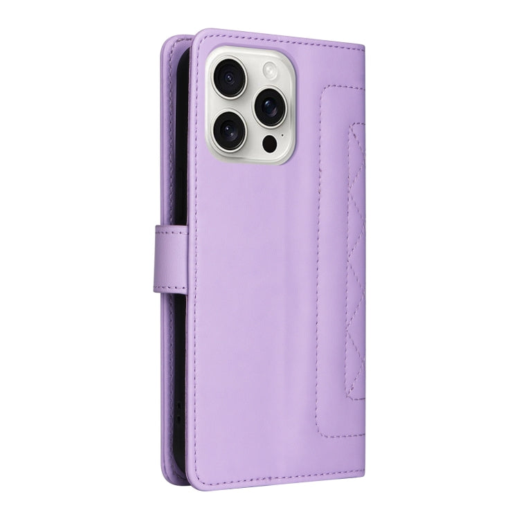 For iPhone 16 Pro Max Diamond Lattice Leather Flip Phone Case(Light Purple) - iPhone 16 Pro Max Cases by buy2fix | Online Shopping UK | buy2fix