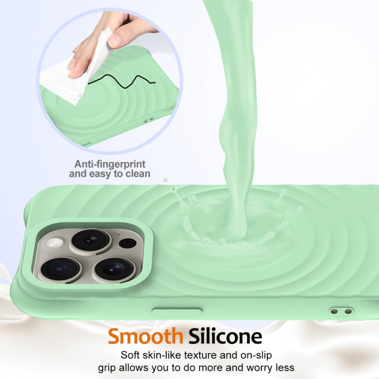 For iPhone 15 Pro Wave Texture MagSafe Magnetic Liquid Silicone Phone Case(Green) - iPhone 15 Pro Cases by buy2fix | Online Shopping UK | buy2fix