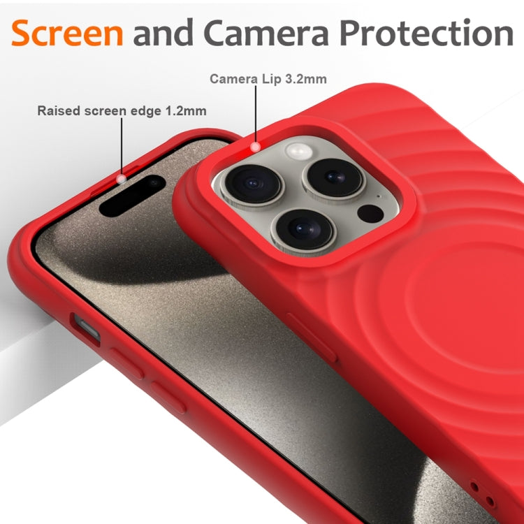 For iPhone 14 Pro Wave Texture MagSafe Magnetic Liquid Silicone Phone Case(Red) - iPhone 14 Pro Cases by buy2fix | Online Shopping UK | buy2fix