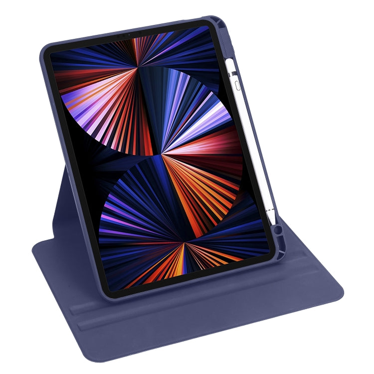 For iPad Air 13 2024 Acrylic 360 Degree Rotation Holder Leather Tablet Case(Dark Blue) - iPad Air 13 2024 Cases by buy2fix | Online Shopping UK | buy2fix