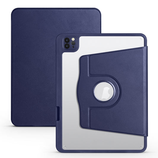 For iPad Pro 11 2024 Acrylic 360 Degree Rotation Holder Leather Tablet Case(Dark Blue) - iPad Pro 11 2024 Cases by buy2fix | Online Shopping UK | buy2fix