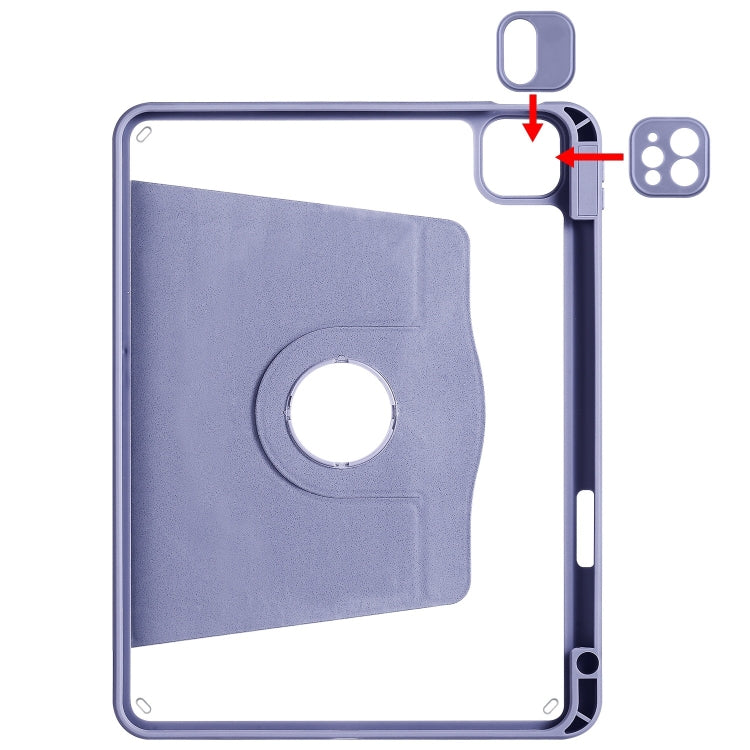 For iPad Pro 11 2024 Acrylic 360 Degree Rotation Holder Leather Tablet Case(Lavender Purple) - iPad Pro 11 2024 Cases by buy2fix | Online Shopping UK | buy2fix