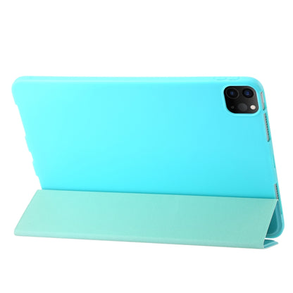 For iPad Pro 11 2024 Three-fold Holder Flip Tablet Leather Case(Mint Blue) - iPad Pro 11 2024 Cases by buy2fix | Online Shopping UK | buy2fix