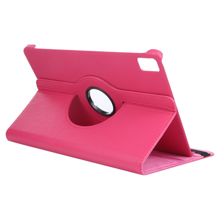 For iPad Air 11 2024 360 Degree Rotation Litchi Texture Leather Tablet Case with Holder(Rose Red) - iPad Air 11 2024 Cases by buy2fix | Online Shopping UK | buy2fix