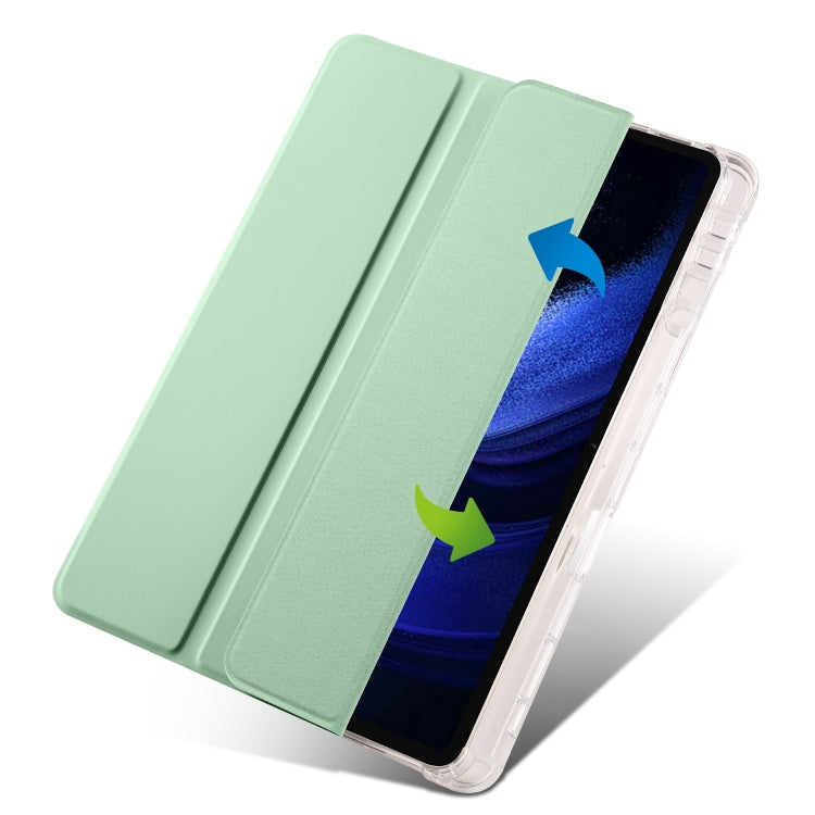 For iPad Pro 13 2024 3-fold Clear TPU Smart Leather Tablet Case with Pen Slot(Green) - iPad Pro 13 2024 Cases by buy2fix | Online Shopping UK | buy2fix