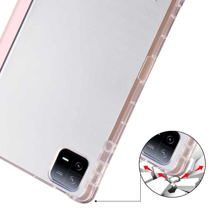 For iPad Air 13 2024 3-fold Clear TPU Smart Leather Tablet Case with Pen Slot(Sand Pink) - iPad Air 13 2024 Cases by buy2fix | Online Shopping UK | buy2fix