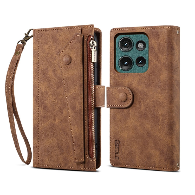 For Motorola Moto G75 5G ESEBLE Retro Frosted RFID Leather Phone Case(Brown) - Motorola Cases by ESEBLE | Online Shopping UK | buy2fix