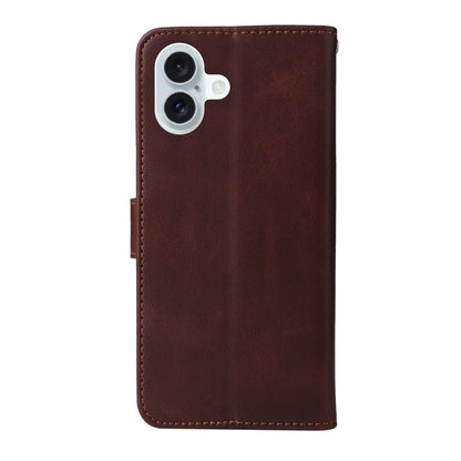 For iPhone 16 Plus Classic Calf Texture Flip Leather Phone Case(Brown) - iPhone 16 Plus Cases by buy2fix | Online Shopping UK | buy2fix