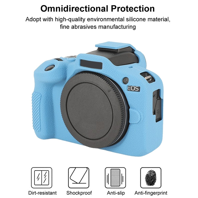 For Canon EOS R100 Litchi Texture Soft Silicone Protective Case(Blue) - Protective Case by buy2fix | Online Shopping UK | buy2fix