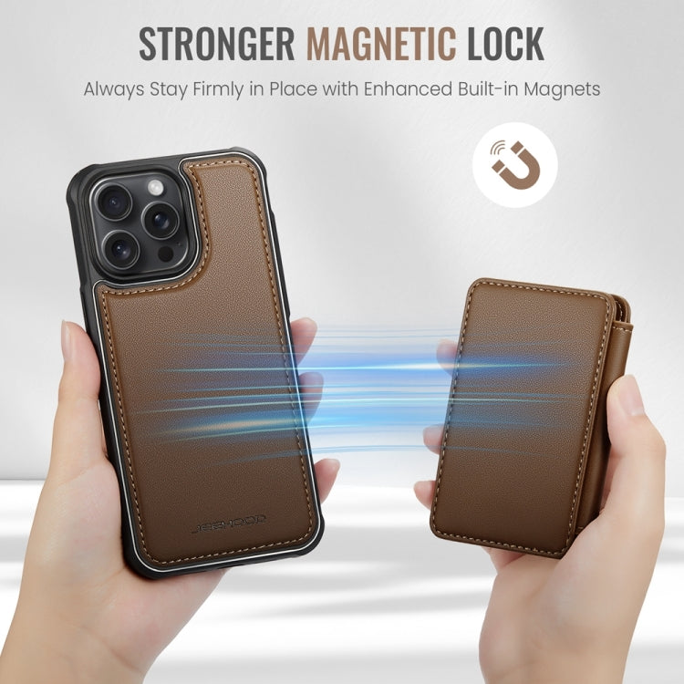 For iPhone 15 Pro Max JEEHOOD J05 Business Magnetic Style RFID Leather Phone Case(Brown) - iPhone 15 Pro Max Cases by JEEHOOD | Online Shopping UK | buy2fix