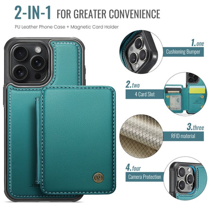 For iPhone 16 Pro JEEHOOD J05 Business Magnetic Style RFID Leather Phone Case(Blue Green) - iPhone 16 Pro Cases by JEEHOOD | Online Shopping UK | buy2fix