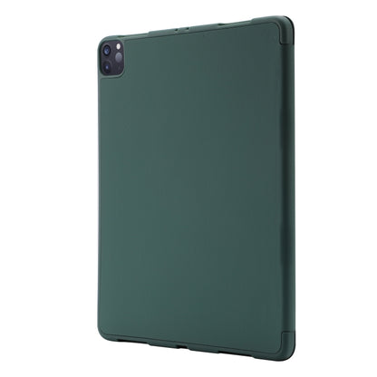 For iPad Air 11 2024 Skin Feel Tri-fold Leather Tablet Case with Pen Slot(Dark Green) - iPad Air 11 2024 Cases by buy2fix | Online Shopping UK | buy2fix