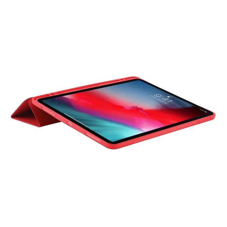 For iPad Air 13 2024 Skin Feel Tri-fold Leather Tablet Case with Pen Slot(Red) - iPad Air 13 2024 Cases by buy2fix | Online Shopping UK | buy2fix