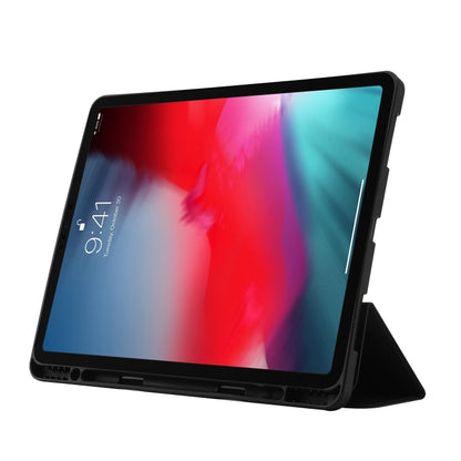 For iPad Air 13 2024 Skin Feel Tri-fold Leather Tablet Case with Pen Slot(Black) - iPad Air 13 2024 Cases by buy2fix | Online Shopping UK | buy2fix