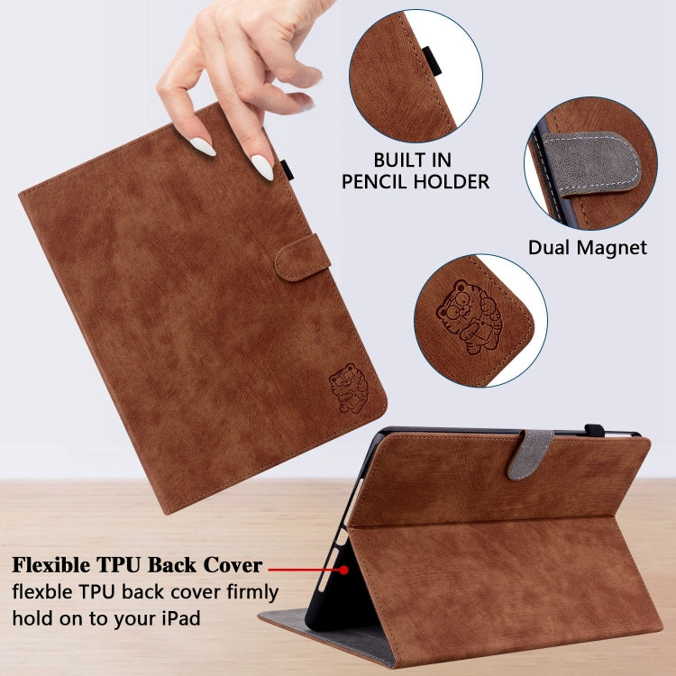 For iPad Air 13 2024 Embossed Tiger Pattern Leather Tablet Case(Brown) - iPad Air 13 2024 Cases by buy2fix | Online Shopping UK | buy2fix