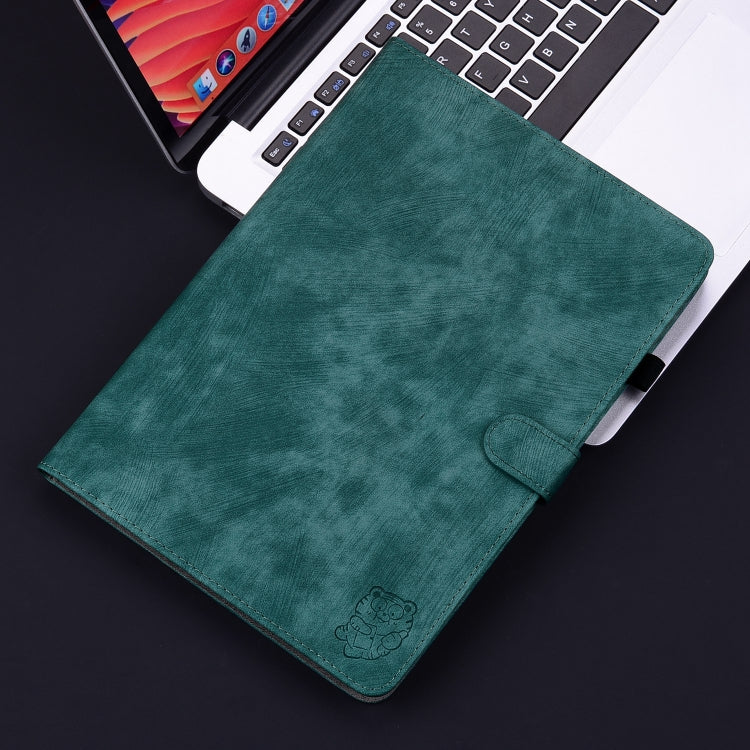 For iPad Air 11 2024 Embossed Tiger Pattern Leather Tablet Case(Dark Green) - iPad Air 11 2024 Cases by buy2fix | Online Shopping UK | buy2fix