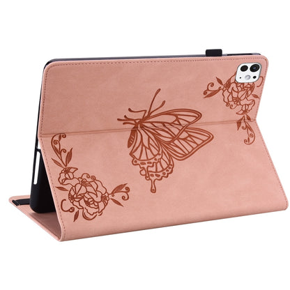 For iPad Pro 11 2024 Butterfly Flower Embossed Leather Tablet Case(Rose Gold) - iPad Pro 11 2024 Cases by buy2fix | Online Shopping UK | buy2fix