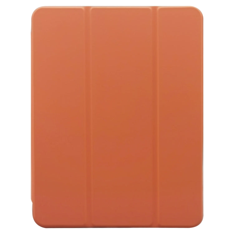 For iPad Pro 11 2024 3-folding Electric Pressed Skin Texture Leather Tablet Case(Orange) - iPad Pro 11 2024 Cases by buy2fix | Online Shopping UK | buy2fix