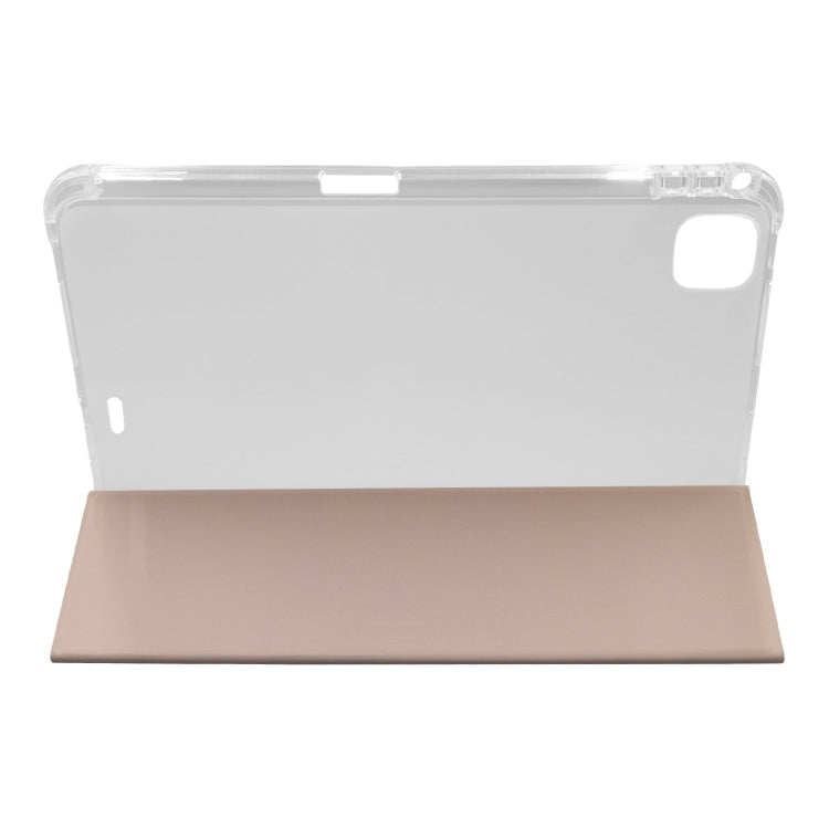 For iPad Pro 11 2024 3-folding Electric Pressed Skin Texture Leather Tablet Case(Light Pink) - iPad Pro 11 2024 Cases by buy2fix | Online Shopping UK | buy2fix