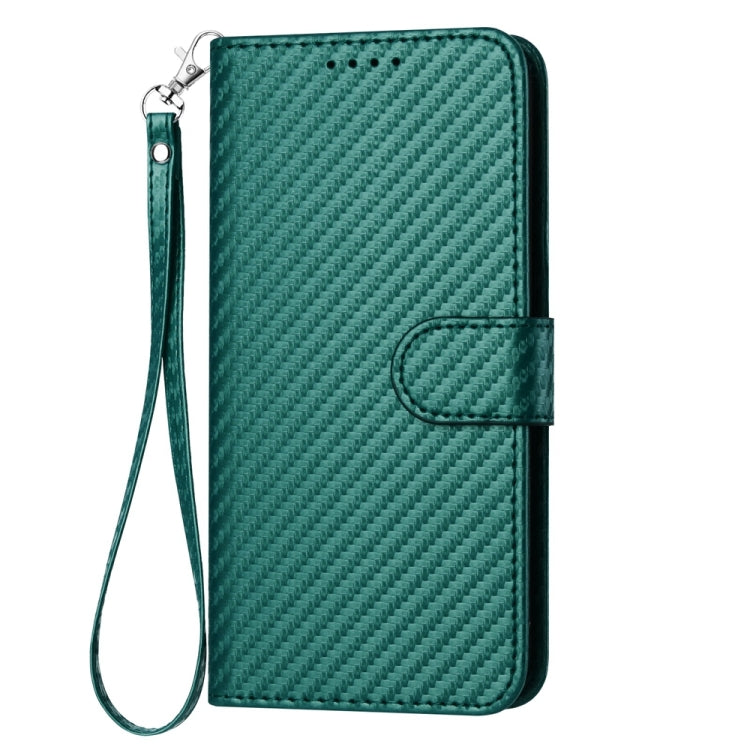 For iPhone SE 2024 YX0070 Carbon Fiber Buckle Leather Phone Case with Lanyard(Dark Green) - More iPhone Cases by buy2fix | Online Shopping UK | buy2fix