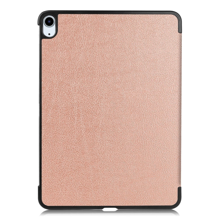 For iPad Air 11 2025 / 2024 Custer Pure Color 3-Fold Holder Smart Leather Tablet Case(Rose Gold) - iPad Air 11 2025 / 2024 Cases by buy2fix | Online Shopping UK | buy2fix