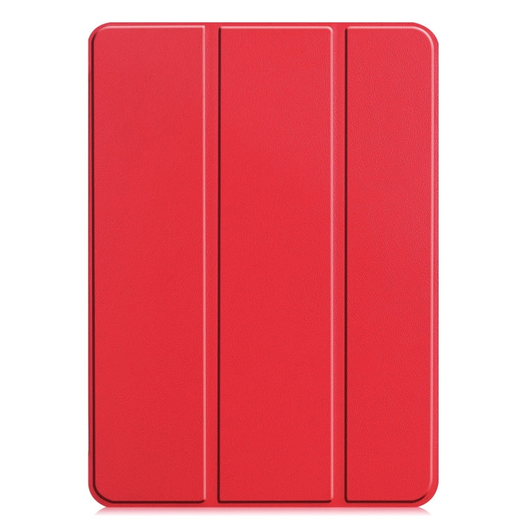 For iPad Pro 11 2024 Custer Pure Color 3-Fold Holder Smart Leather Tablet Case(Red) - iPad Pro 11 2024 Cases by buy2fix | Online Shopping UK | buy2fix