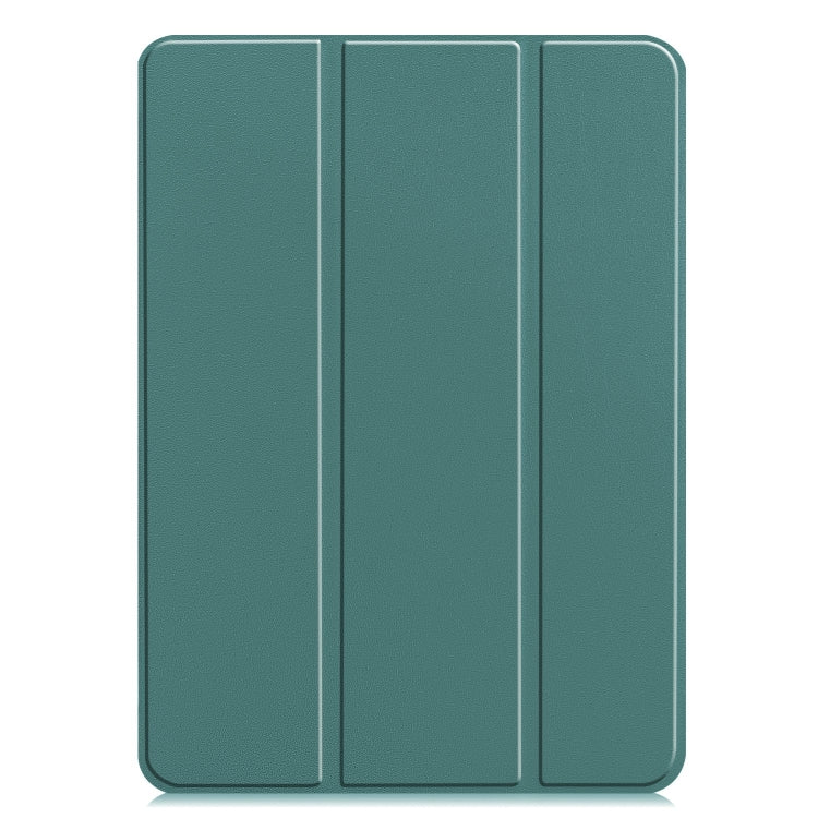 For iPad Pro 11 2024 Custer Pure Color 3-Fold Holder Smart Leather Tablet Case(Dark Green) - iPad Pro 11 2024 Cases by buy2fix | Online Shopping UK | buy2fix