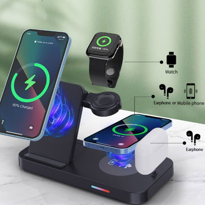 For Apple Watch Series 3 in 1 15W Fold Wireless Charger Stand(Black) - Multifunction Charger by buy2fix | Online Shopping UK | buy2fix