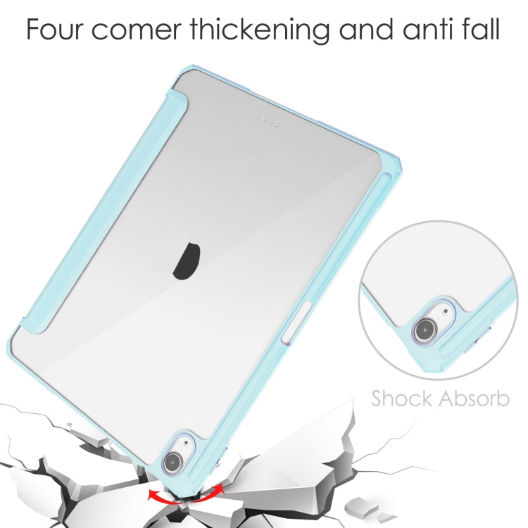 For iPad Air 11 2024 Pure Color 3-fold Clear TPU Smart Leather Tablet Case(Sky Blue) - iPad Air 11 2024 Cases by buy2fix | Online Shopping UK | buy2fix