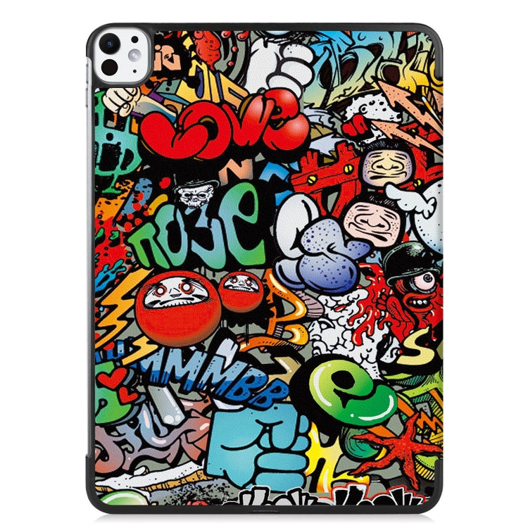 For iPad Pro 11 2024 Custer Painted 3-Fold Holder Smart Leather Tablet Case(Graffiti) - iPad Pro 11 2024 Cases by buy2fix | Online Shopping UK | buy2fix