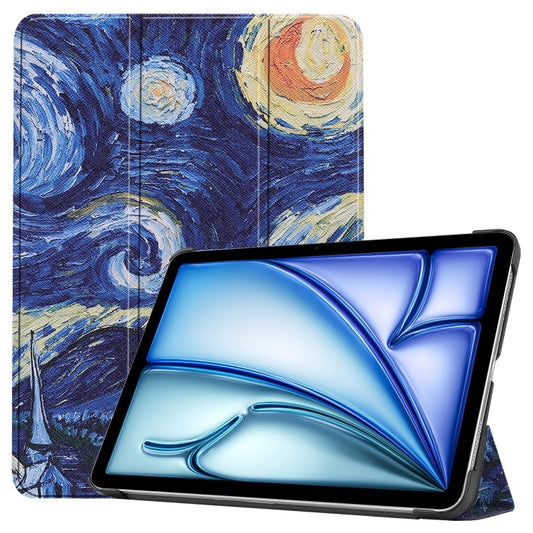 For iPad Air 11 2025 / 2024 Custer Painted 3-Fold Holder Smart Leather Tablet Case(Starry Sky) - iPad Air 11 2025 / 2024 Cases by buy2fix | Online Shopping UK | buy2fix