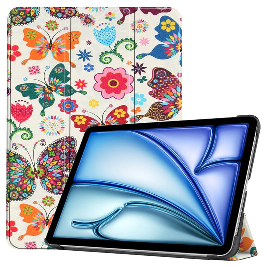 For iPad Air 11 2025 / 2024 Custer Painted 3-Fold Holder Smart Leather Tablet Case(Color Butterfly) - iPad Air 11 2025 / 2024 Cases by buy2fix | Online Shopping UK | buy2fix