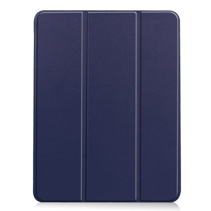 For iPad Air 11 2024 Custer TPU Pure Color 3-Fold Holder Smart Leather Tablet Case(Dark Blue) - iPad Air 11 2024 Cases by buy2fix | Online Shopping UK | buy2fix