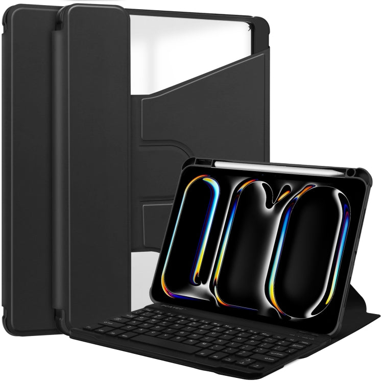 For iPad Pro 13 2024 Transparent Rotation Smart Leather Tablet Case with Keyboard(Black) - iPad Pro 13 2024 Cases by buy2fix | Online Shopping UK | buy2fix