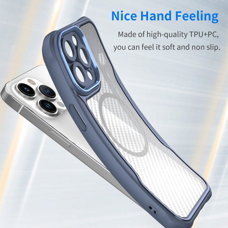 For iPhone 11 Pro Max Carbon Fiber Texture MagSafe Translucent Phone Case(Blue) - iPhone 11 Pro Max Cases by buy2fix | Online Shopping UK | buy2fix