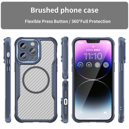 For iPhone 11 Pro Carbon Fiber Texture MagSafe Translucent Phone Case(Blue) - iPhone 11 Pro Cases by buy2fix | Online Shopping UK | buy2fix