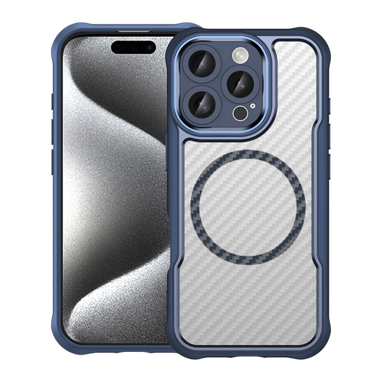 For iPhone 16 Pro Carbon Fiber Texture MagSafe Translucent Phone Case(Blue) - iPhone 16 Pro Cases by buy2fix | Online Shopping UK | buy2fix