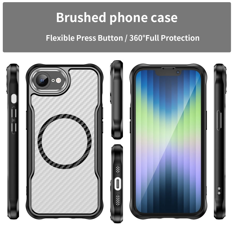 For iPhone SE 2024 Carbon Fiber Texture MagSafe Translucent Phone Case(Black) - More iPhone Cases by buy2fix | Online Shopping UK | buy2fix