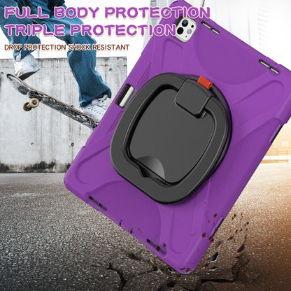 For iPad Pro 11 2024 Silicone Hybrid PC Tablet Case with Holder & Shoulder Strap(Purple) - iPad Pro 11 2024 Cases by buy2fix | Online Shopping UK | buy2fix