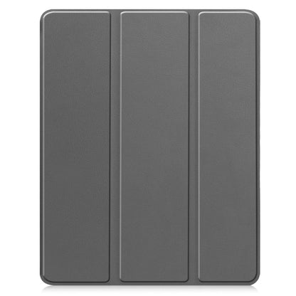 For iPad Air 13 2024 Custer TPU Pure Color 3-Fold Holder Smart Leather Tablet Case with Pen Tray(Grey) - iPad Air 13 2024 Cases by buy2fix | Online Shopping UK | buy2fix