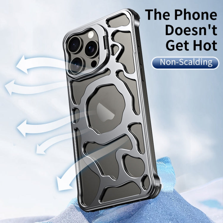 For iPhone 15 Pro Max Auspicious Cloud Series MagSafe Metal Phone Case with Bracket(Grey) - iPhone 15 Pro Max Cases by buy2fix | Online Shopping UK | buy2fix