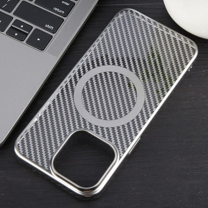 For iPhone 13 Pro Max 6D Plated Carbon Fiber Clear Magsafe PC Phone Case(Titanium Grey) - iPhone 13 Pro Max Cases by buy2fix | Online Shopping UK | buy2fix