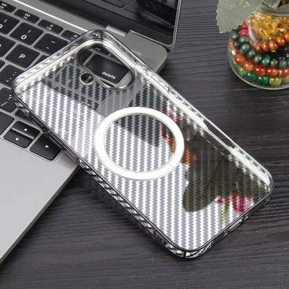 For iPhone 16 Plus 6D Plated Carbon Fiber Clear Magsafe PC Phone Case(Starry Black) - iPhone 16 Plus Cases by buy2fix | Online Shopping UK | buy2fix