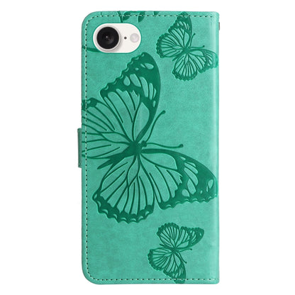 For iPhone SE 2024 3D Butterfly Embossed Pattern Flip Leather Phone Case(Green) - More iPhone Cases by buy2fix | Online Shopping UK | buy2fix