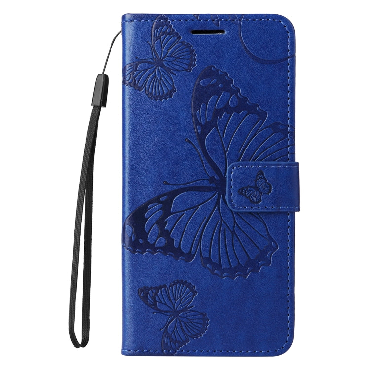 For iPhone 16 Plus 3D Butterfly Embossed Pattern Flip Leather Phone Case(Blue) - iPhone 16 Plus Cases by buy2fix | Online Shopping UK | buy2fix