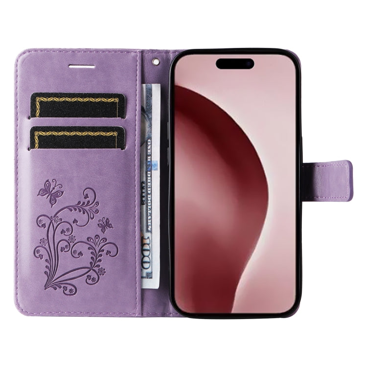 For iPhone 16 Pro 3D Butterfly Embossed Pattern Flip Leather Phone Case(Purple) - iPhone 16 Pro Cases by buy2fix | Online Shopping UK | buy2fix