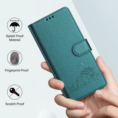 For Google Pixel 9 Pro XL Cat Rat Embossed Pattern RFID Leather Phone Case with Lanyard(Peacock Green) - Google Cases by buy2fix | Online Shopping UK | buy2fix