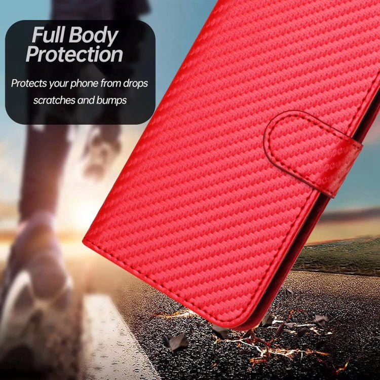 For Motorola Moto G Stylus 5G 2024 YX0070 Carbon Fiber Buckle Leather Phone Case with Lanyard(Red) - Motorola Cases by buy2fix | Online Shopping UK | buy2fix