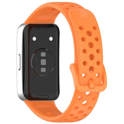 For Huawei Band 9 / 9 NFC / 8 / 8 NFC Round Hole Nail Button Silicone Watch Band(Orange) - Watch Bands by buy2fix | Online Shopping UK | buy2fix